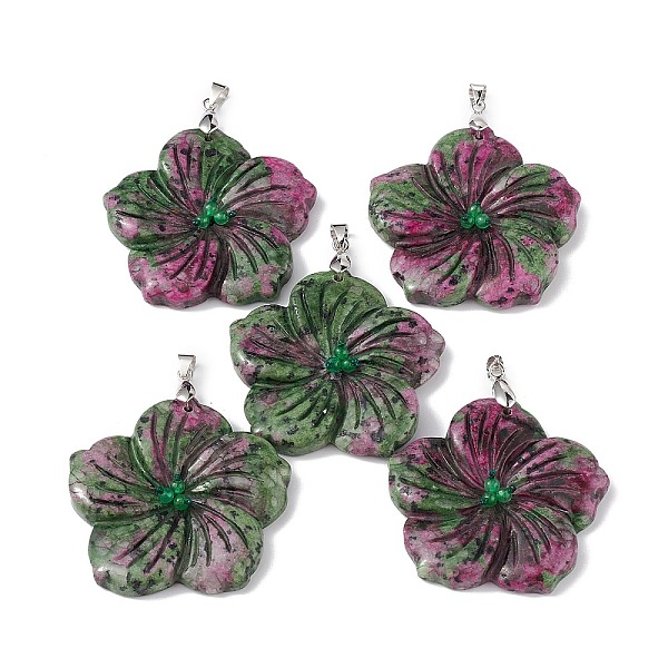PandaHall Natural Ruby in Zoisite Big Pendants, Peach Blossom Charms, with Platinum Plated Alloy Snap on Bails, 57x48x9mm, Hole: 6x4mm Ruby...
PandaHall Natural Ruby in Zoisite Big Pendants, Peach Blossom Charms, with Platinum Plated Alloy Snap on Bails, 57x48x9mm, Hole: 6x4mm Ruby...