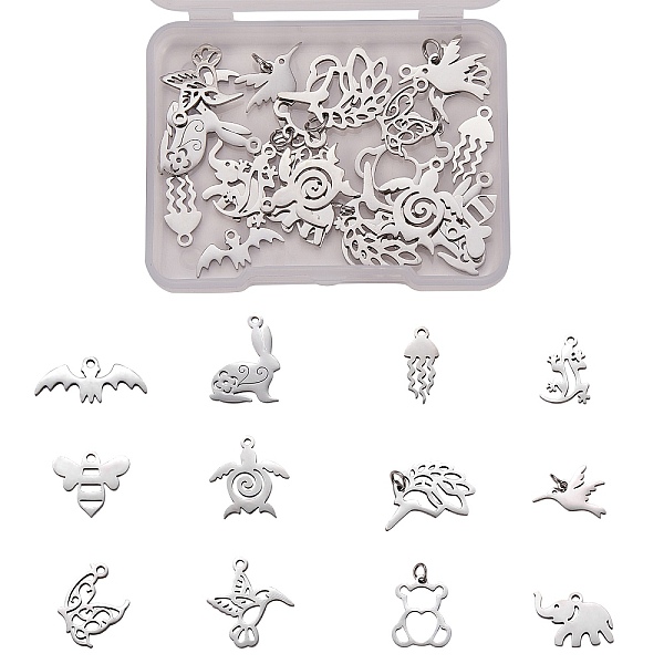 PandaHall 24Pcs 12 Style 201 & 304 Stainless Steel Pendants, Animal Theme, Bird & Butterfly & Elephant & Bee & Bear & Jellyfish & Bat &...
PandaHall 24Pcs 12 Style 201 & 304 Stainless Steel Pendants, Animal Theme, Bird & Butterfly & Elephant & Bee & Bear & Jellyfish & Bat &...