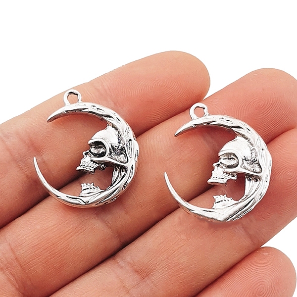 PandaHall Tibetan Style Alloy Pendant, Moon with Skull, Antique Silver, 27x23mm Alloy Moon
PandaHall Tibetan Style Alloy Pendant, Moon with Skull, Antique Silver, 27x23mm Alloy Moon