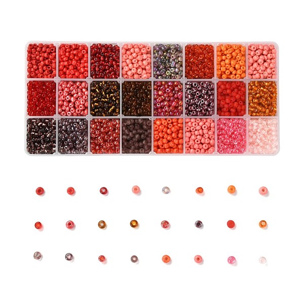 PandaHall Red Series 600G 24 Colors Glass Seed Beads, Round, Mixed Color, 6/0, 4~5x2.5~4.5mm, Hole: 1.2~1.5mm, 25g/color Glass Multicolor
PandaHall Red Series 600G 24 Colors Glass Seed Beads, Round, Mixed Color, 6/0, 4~5x2.5~4.5mm, Hole: 1.2~1.5mm, 25g/color Glass Multicolor