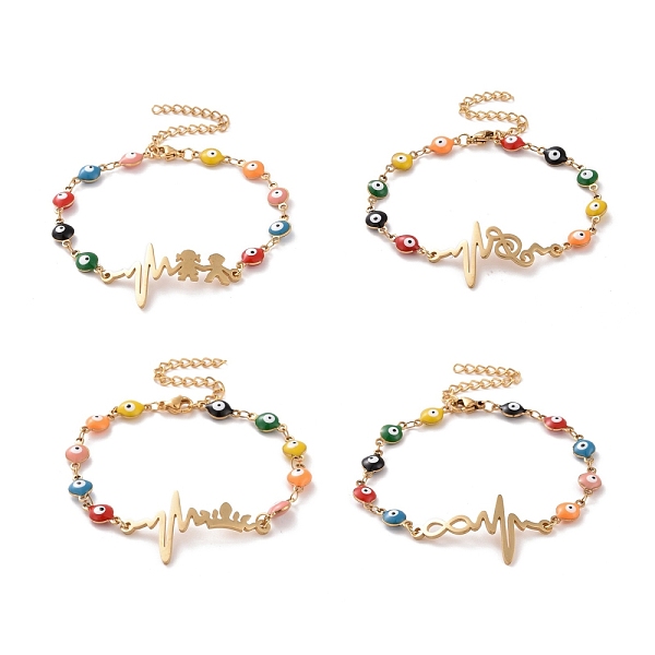 PandaHall Vacuum Plating 304 Stainless Steel Heart Beat Link Bracelet, Colorful Enamel Evil Eye Chains Bracelet for Women, Golden, 6-7/8...
PandaHall Vacuum Plating 304 Stainless Steel Heart Beat Link Bracelet, Colorful Enamel Evil Eye Chains Bracelet for Women, Golden, 6-7/8...