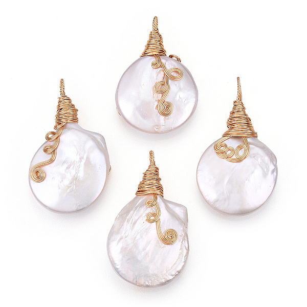 PandaHall Natural Baroque Pearl Keshi Pearl Pendants, Flat Round Cultured Freshwater Pearl Charms with Brass Wire Wrapped, Lead Free &...
PandaHall Natural Baroque Pearl Keshi Pearl Pendants, Flat Round Cultured Freshwater Pearl Charms with Brass Wire Wrapped, Lead Free &...