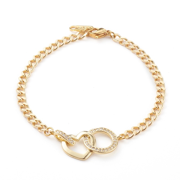 PandaHall Brass Micro Pave Clear Cubic Zirconia Link Bracelets, with 304 Stainless Steel Curb Chains, Heart with Ring, Golden, 7-7/8 inch...
PandaHall Brass Micro Pave Clear Cubic Zirconia Link Bracelets, with 304 Stainless Steel Curb Chains, Heart with Ring, Golden, 7-7/8 inch...