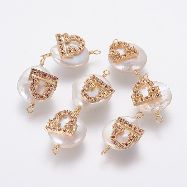 PandaHall Natural Pearl Links connectors, with Brass Micro Pave Cubic Zirconia Findings, Flat Round with Constellation, Golden, Fuchsia..., Pink
PandaHall Natural Pearl Links connectors, with Brass Micro Pave Cubic Zirconia Findings, Flat Round with Constellation, Golden, Fuchsia..., Pink