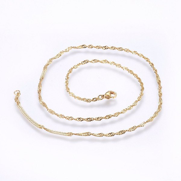 PandaHall 304 Stainless Steel Singapore Chain Necklaces, Water Wave Chain Necklaces, with Lobster Claw Clasps, Golden, 17.7 inch(45cm)...
PandaHall 304 Stainless Steel Singapore Chain Necklaces, Water Wave Chain Necklaces, with Lobster Claw Clasps, Golden, 17.7 inch(45cm)...