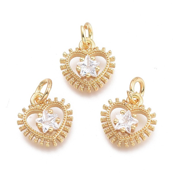 PandaHall Brass Micro Pave Cubic Zirconia Pendants, with Jump Ring, Heart with Star, Clear, Real 18K Gold Plated, 11x10.3x3.2mm, Jump Rings...
PandaHall Brass Micro Pave Cubic Zirconia Pendants, with Jump Ring, Heart with Star, Clear, Real 18K Gold Plated, 11x10.3x3.2mm, Jump Rings...
