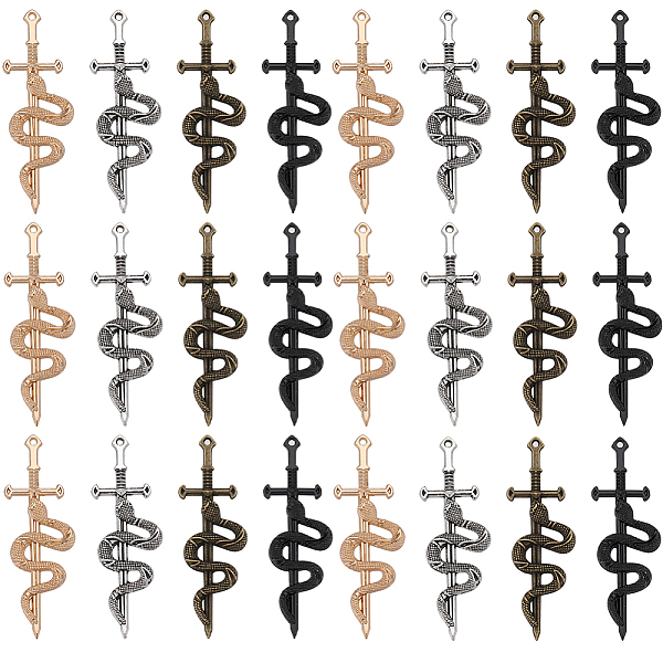 PandaHall SUNNYCLUE 32Pcs 4 Colors Alloy Big Pendants, Sword with Snake Charms, Mixed Color, 54x17x3mm, Hole: 1.5mm, 8pcs/color Alloy Snake
PandaHall SUNNYCLUE 32Pcs 4 Colors Alloy Big Pendants, Sword with Snake Charms, Mixed Color, 54x17x3mm, Hole: 1.5mm, 8pcs/color Alloy Snake