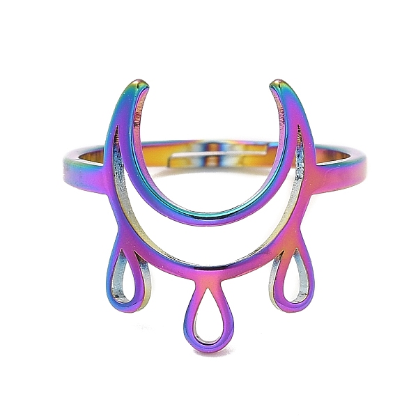 PandaHall Ion Plating(IP) 304 Stainless Steel Crescent Moon Adjustable Ring for Women, Rainbow Color, US Size 6(16.5mm) 304 Stainless Steel
PandaHall Ion Plating(IP) 304 Stainless Steel Crescent Moon Adjustable Ring for Women, Rainbow Color, US Size 6(16.5mm) 304 Stainless Steel