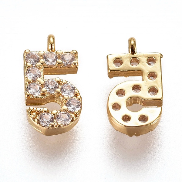 PandaHall Brass Micro Pave Clear Cubic Zirconia Charms, Number, Golden, Num.5, 9.5~10x4~6.5x2mm, Hole: 0.8mm Brass+Cubic Zirconia Number...
PandaHall Brass Micro Pave Clear Cubic Zirconia Charms, Number, Golden, Num.5, 9.5~10x4~6.5x2mm, Hole: 0.8mm Brass+Cubic Zirconia Number...