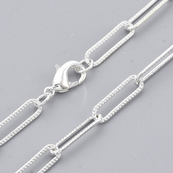 PandaHall Brass Textured Paperclip Chain Necklace Making, with Lobster Claw Clasps, Silver, 24.01 inch(61cm), Link: 15.5x4.5x1mm Brass
PandaHall Brass Textured Paperclip Chain Necklace Making, with Lobster Claw Clasps, Silver, 24.01 inch(61cm), Link: 15.5x4.5x1mm Brass
