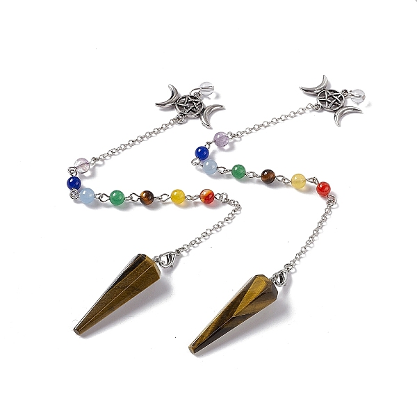 PandaHall Natural Tiger Eye Hexagonal Pointed Cone Dowsing Pendulum Pendants, with Chakra Gemstone Round Beads, Rack Plating Platinum Tone...
PandaHall Natural Tiger Eye Hexagonal Pointed Cone Dowsing Pendulum Pendants, with Chakra Gemstone Round Beads, Rack Plating Platinum Tone...