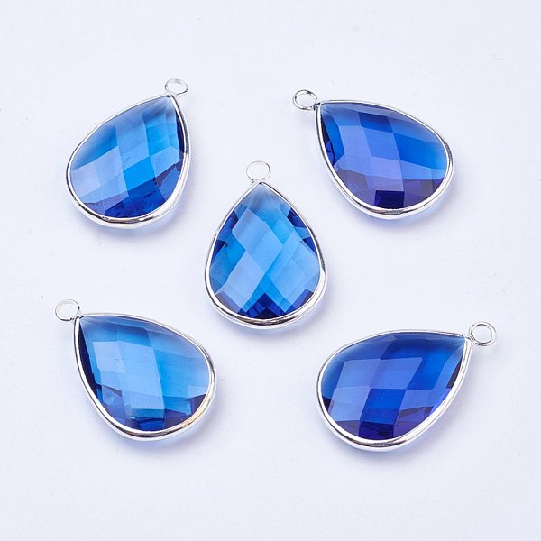 PandaHall Silver Color Plated Brass Glass Teardrop Pendants, Faceted, Dodger Blue, 18x10x5mm, Hole: 2mm Brass+Glass Teardrop
PandaHall Silver Color Plated Brass Glass Teardrop Pendants, Faceted, Dodger Blue, 18x10x5mm, Hole: 2mm Brass+Glass Teardrop