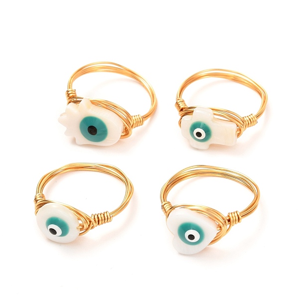 PandaHall Evil Eye Natural Shell Finger Rings for Girl Women, Golden Brass Rings, Mixed Shape, White, US Size 6 3/4(17.1mm) Brass+Shell Evil...
PandaHall Evil Eye Natural Shell Finger Rings for Girl Women, Golden Brass Rings, Mixed Shape, White, US Size 6 3/4(17.1mm) Brass+Shell Evil...