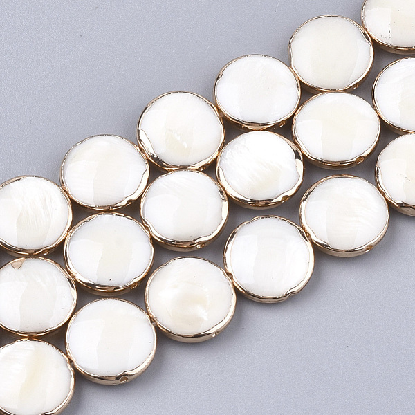 PandaHall Freshwater Shell Multi-strand Links Strands, 4-Hole, Flat Round, Light Gold Plated Edge, 13x5mm, Hole: 1mm, about 15pcs/strand...
PandaHall Freshwater Shell Multi-strand Links Strands, 4-Hole, Flat Round, Light Gold Plated Edge, 13x5mm, Hole: 1mm, about 15pcs/strand...