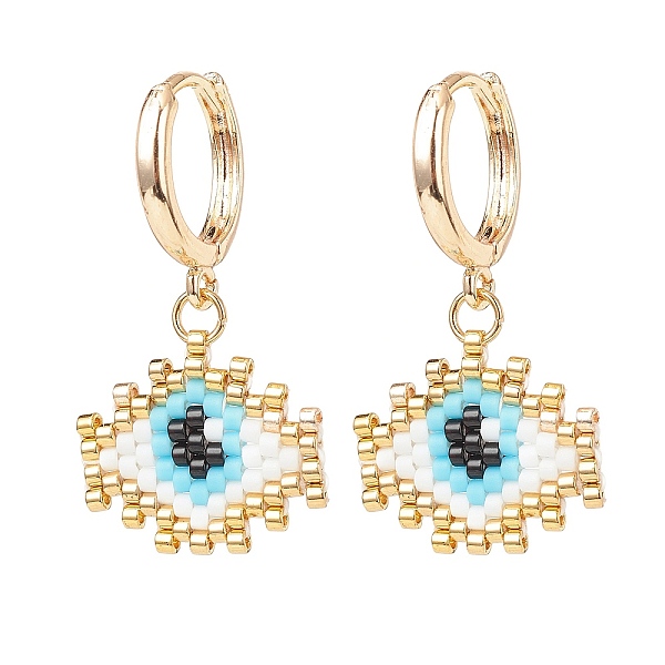 PandaHall Japanese Seed Braided Rhombus with Evil Eye Dangle Hoop Earrings, Golden Brass Jewelry for Women, Eye Pattern, 32mm, Pin: 1mm Seed..., Black
PandaHall Japanese Seed Braided Rhombus with Evil Eye Dangle Hoop Earrings, Golden Brass Jewelry for Women, Eye Pattern, 32mm, Pin: 1mm Seed..., Black