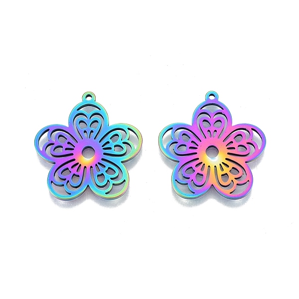 PandaHall Ion Plating(IP) 18K 201 Stainless Steel Pendants, Flower, Rainbow Color, 27x25.5x1.5mm, Hole: 1.4mm 201 Stainless Steel Flower
PandaHall Ion Plating(IP) 18K 201 Stainless Steel Pendants, Flower, Rainbow Color, 27x25.5x1.5mm, Hole: 1.4mm 201 Stainless Steel Flower
