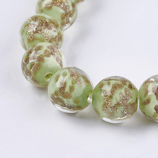 PandaHall Handmade Gold Sand Lampwork Beads, Round, Yellow Green, 11~12mm, Hole: 1~2mm Lampwork Round Green
PandaHall Handmade Gold Sand Lampwork Beads, Round, Yellow Green, 11~12mm, Hole: 1~2mm Lampwork Round Green