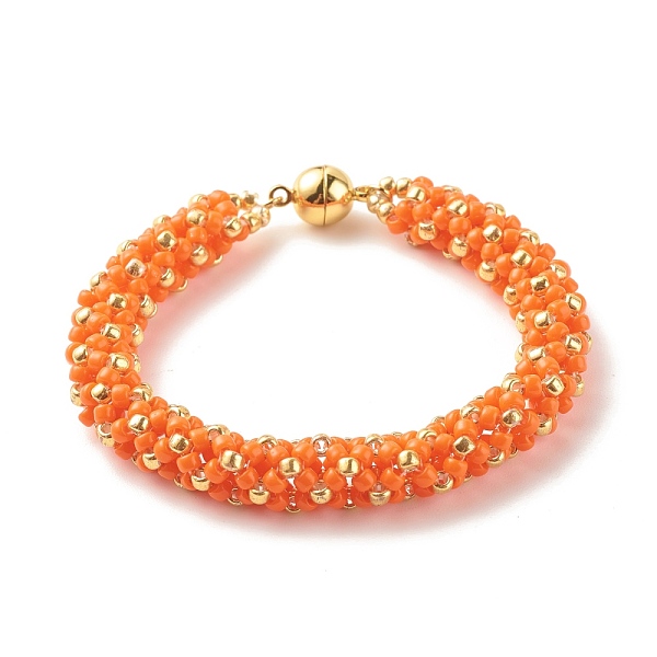 PandaHall Glass Seed Beaded Bracelet with Brass Magnetic Clasp, Braided Bracelet for Women, Orange, 7-1/2 inch(19cm) Glass Orange
PandaHall Glass Seed Beaded Bracelet with Brass Magnetic Clasp, Braided Bracelet for Women, Orange, 7-1/2 inch(19cm) Glass Orange