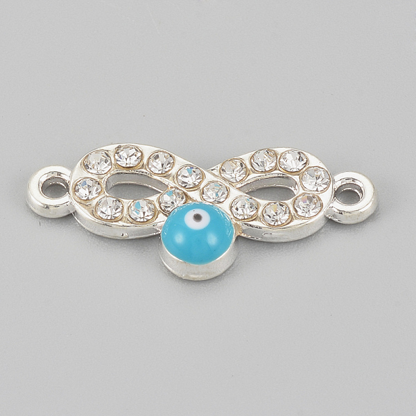 PandaHall Alloy Rhinestone Links Connectors, Cadmium Free & Lead Free, Infinity with Evil Eye, Sky Blue, Silver Color Plated, 22.5x9.5x2.5mm..., Clear
PandaHall Alloy Rhinestone Links Connectors, Cadmium Free & Lead Free, Infinity with Evil Eye, Sky Blue, Silver Color Plated, 22.5x9.5x2.5mm..., Clear
