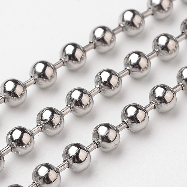 PandaHall 304 Stainless Steel Ball Chains, with Spool, Stainless Steel Color, 4mm, about 164.04 Feet(50m)/roll 304 Stainless Steel
PandaHall 304 Stainless Steel Ball Chains, with Spool, Stainless Steel Color, 4mm, about 164.04 Feet(50m)/roll 304 Stainless Steel