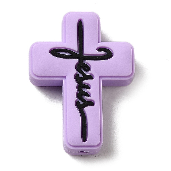 PandaHall Silicone Beads, Cross with Word Jesus, Lilac, 30x22x8mm, Hole: 2.5mm Silicone Cross Purple
PandaHall Silicone Beads, Cross with Word Jesus, Lilac, 30x22x8mm, Hole: 2.5mm Silicone Cross Purple