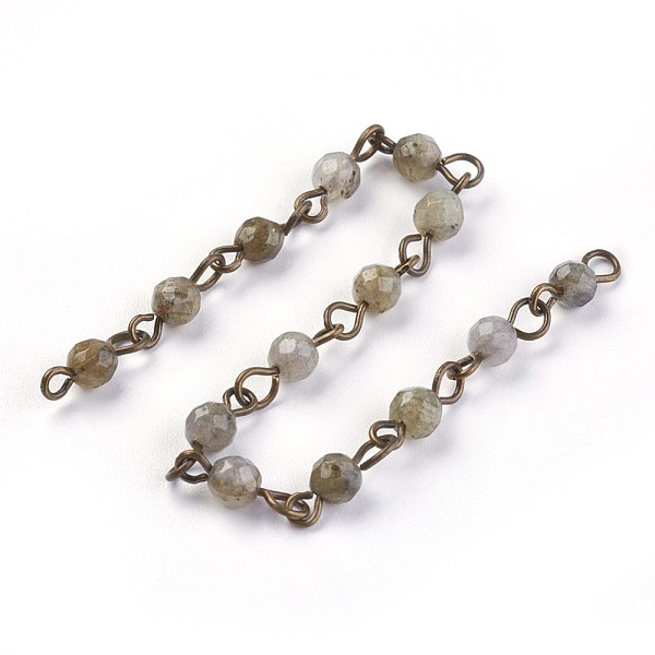 PandaHall Handmade Natural Labradorite Beads Chains, Unwelded, with Brass Eye Pin, Round, Faceted, Antique Bronze, 12~12.5x4~4.5mm, about...
PandaHall Handmade Natural Labradorite Beads Chains, Unwelded, with Brass Eye Pin, Round, Faceted, Antique Bronze, 12~12.5x4~4.5mm, about...