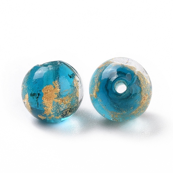 PandaHall Handmade Gold Foil Glass Beads, Round, Medium Turquoise, 10x9~10mm, Hole: 1.6~2mm Gold Foil Round
PandaHall Handmade Gold Foil Glass Beads, Round, Medium Turquoise, 10x9~10mm, Hole: 1.6~2mm Gold Foil Round