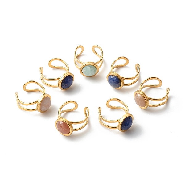 PandaHall Natural Mixed Gemstone Cuff Ring, with 304 Stainless Steel Findings, Flat Round, Golden, 10mm, US Size 7 1/4(17.5mm) Mixed Stone
PandaHall Natural Mixed Gemstone Cuff Ring, with 304 Stainless Steel Findings, Flat Round, Golden, 10mm, US Size 7 1/4(17.5mm) Mixed Stone