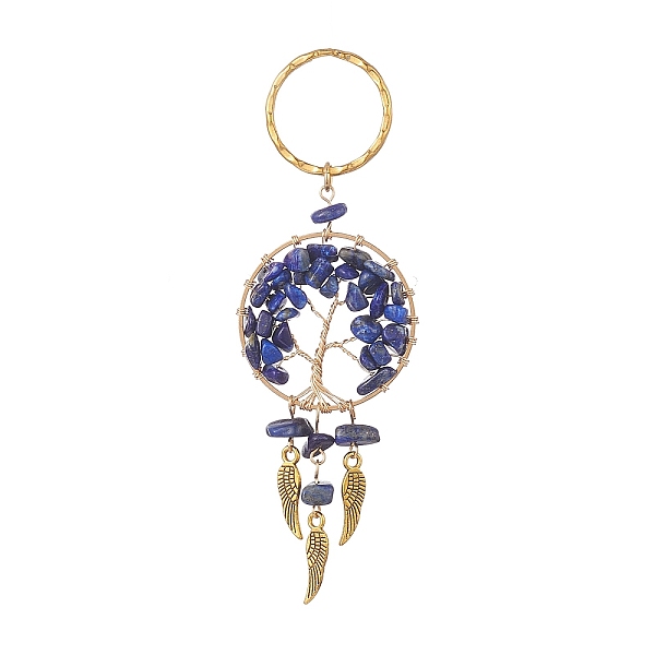 PandaHall Woven Net/Web with Wing Pendant Keychain, with Natural Lapis Lazuli Chips and Iron Key Rings, Flat Round with Tree of Life...
PandaHall Woven Net/Web with Wing Pendant Keychain, with Natural Lapis Lazuli Chips and Iron Key Rings, Flat Round with Tree of Life...