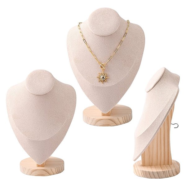 PandaHall Necklace Bust Display Stand, with Wooden Base, Microfibre, 17x24cm Wood Brown
PandaHall Necklace Bust Display Stand, with Wooden Base, Microfibre, 17x24cm Wood Brown