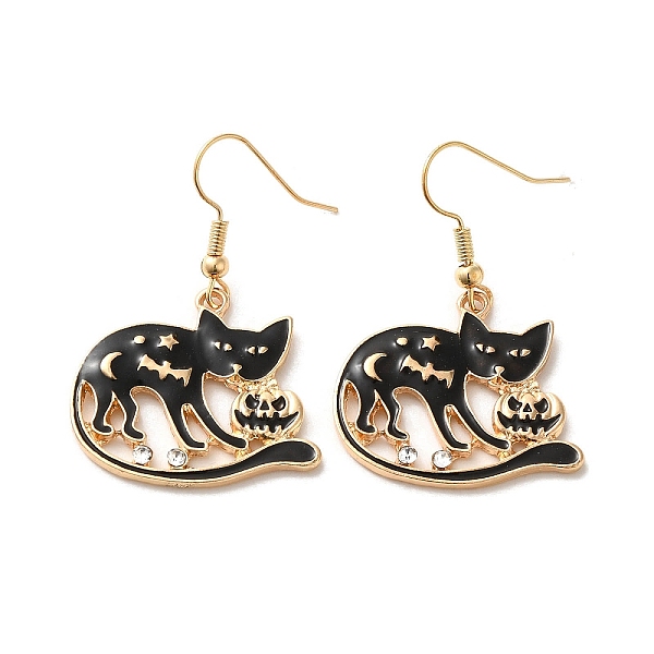 PandaHall Halloween Golden Alloy Enamel Dangle Earrings, with Rhinstone, Cat Shape, 42.5x27mm Alloy Cat Shape
PandaHall Halloween Golden Alloy Enamel Dangle Earrings, with Rhinstone, Cat Shape, 42.5x27mm Alloy Cat Shape