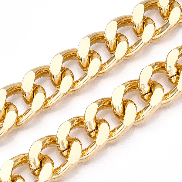PandaHall Aluminum Diamond Cut Faceted Curb Chains, Cuban Link Chains, Unwelded, Light Gold, 21x15x4.5mm Aluminum
PandaHall Aluminum Diamond Cut Faceted Curb Chains, Cuban Link Chains, Unwelded, Light Gold, 21x15x4.5mm Aluminum