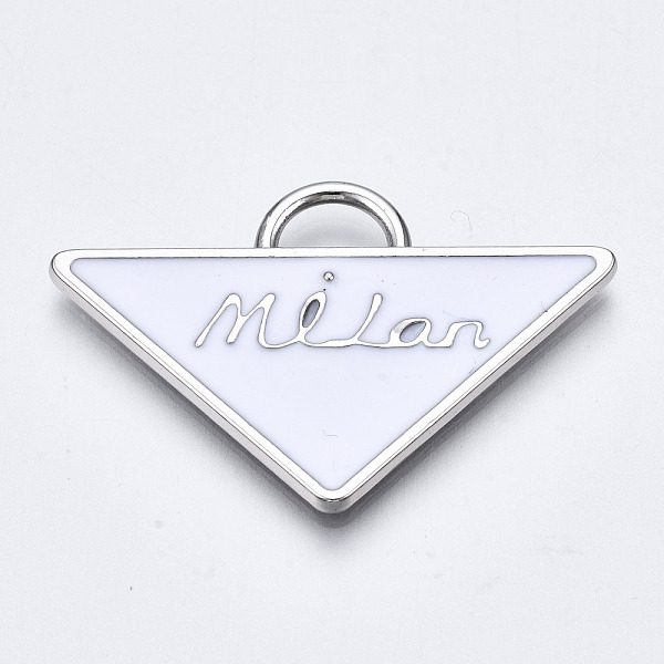 PandaHall Alloy Enamel Pendants, Triangle with Word Milan, Cadmium Free & Lead Free, Platinum, White, 23.5x36x2mm, Hole: 3.5x6mm...
PandaHall Alloy Enamel Pendants, Triangle with Word Milan, Cadmium Free & Lead Free, Platinum, White, 23.5x36x2mm, Hole: 3.5x6mm...
