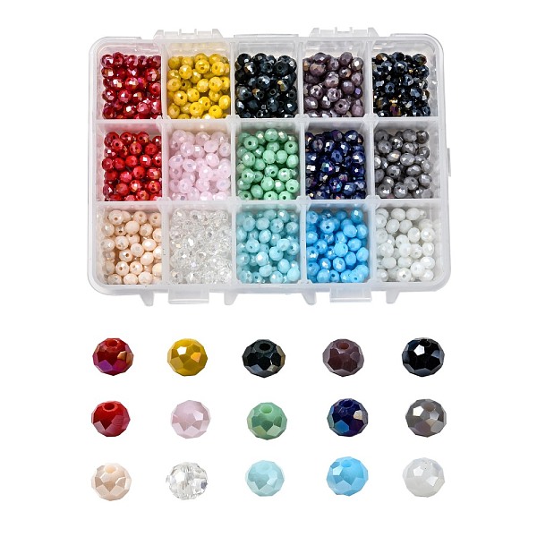 PandaHall 15 Colors Electroplate Glass Beads, Opaque Solid Color, AB Color Plated, Faceted, Rondelle, Mixed Color, 6x5mm, Hole: 1mm, 15..., Multicolor
PandaHall 15 Colors Electroplate Glass Beads, Opaque Solid Color, AB Color Plated, Faceted, Rondelle, Mixed Color, 6x5mm, Hole: 1mm, 15..., Multicolor