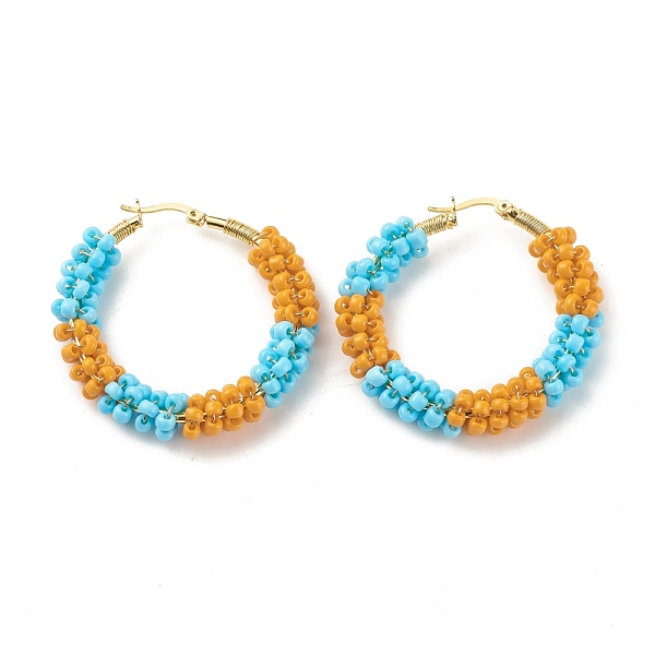 PandaHall Porcelain Beaded Huggie Hoop Earrings for Women, Real 18K Gold Plated Big Circle Brass Hoop Earrings, Orange, 44x45x8.5mm, Pin...
PandaHall Porcelain Beaded Huggie Hoop Earrings for Women, Real 18K Gold Plated Big Circle Brass Hoop Earrings, Orange, 44x45x8.5mm, Pin...