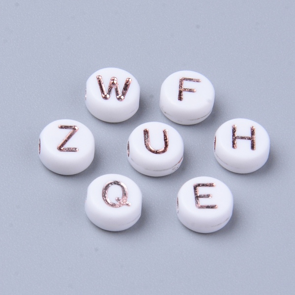 PandaHall Opaque White Acrylic Beads, Metal Enlaced, Flat Round with Rose Gold Plated Random Letters, 7x3.5mm, Hole: 1.8mm, about...
PandaHall Opaque White Acrylic Beads, Metal Enlaced, Flat Round with Rose Gold Plated Random Letters, 7x3.5mm, Hole: 1.8mm, about...