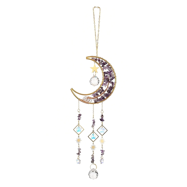 PandaHall Natural Amethyst Chip & Brass Moon Hanging Suncatcher Pendant Decoration, Crystal AB Teardrop & Star Glass Prism Pendants...
PandaHall Natural Amethyst Chip & Brass Moon Hanging Suncatcher Pendant Decoration, Crystal AB Teardrop & Star Glass Prism Pendants...