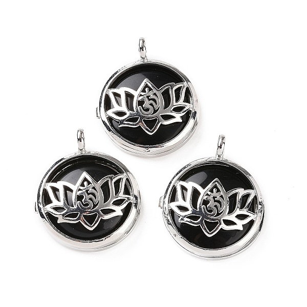 PandaHall Natural Obsidian Locket Pendants, Flat Round Charms, with Platinum Plated Brass Lotus Findings, 31.5x27x9mm, Hole: 4.6mm Obsidian...
PandaHall Natural Obsidian Locket Pendants, Flat Round Charms, with Platinum Plated Brass Lotus Findings, 31.5x27x9mm, Hole: 4.6mm Obsidian...
