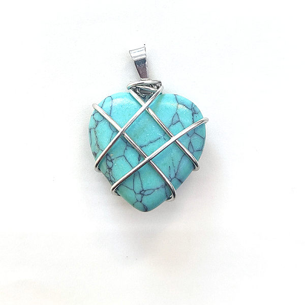 PandaHall Synthetic Turquoise Copper Wire Wrapped Pendants, Heart Charms, Silver Color, 20mm Synthetic Turquoise Heart
PandaHall Synthetic Turquoise Copper Wire Wrapped Pendants, Heart Charms, Silver Color, 20mm Synthetic Turquoise Heart