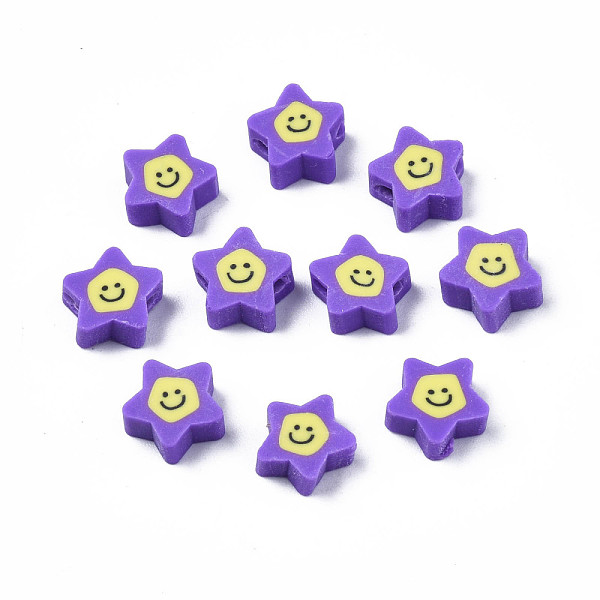 PandaHall Handmade Polymer Clay Beads, Star with Smiling Face, Slate Blue, 7.5~9x8.5~9x3.5~4mm, Hole: 1.6mm Polymer Clay Star
PandaHall Handmade Polymer Clay Beads, Star with Smiling Face, Slate Blue, 7.5~9x8.5~9x3.5~4mm, Hole: 1.6mm Polymer Clay Star