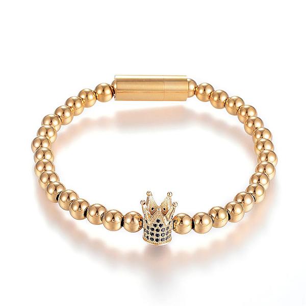 PandaHall 304 Stainless Steel Bracelets, with Brass Micro Pave Cubic Zirconia Crown Finding and 304 Stainless Steel Magnetic Clasps, Golden..., Black
PandaHall 304 Stainless Steel Bracelets, with Brass Micro Pave Cubic Zirconia Crown Finding and 304 Stainless Steel Magnetic Clasps, Golden..., Black