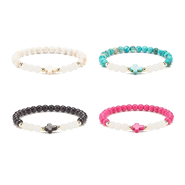 PandaHall Synthetic Turquoise(Dyed) & Hematite & Natural White Jade Beaded Stretch Bracelet with Cross, Gemstone Jewelry for Women, Mixed..., Multicolor
PandaHall Synthetic Turquoise(Dyed) & Hematite & Natural White Jade Beaded Stretch Bracelet with Cross, Gemstone Jewelry for Women, Mixed..., Multicolor