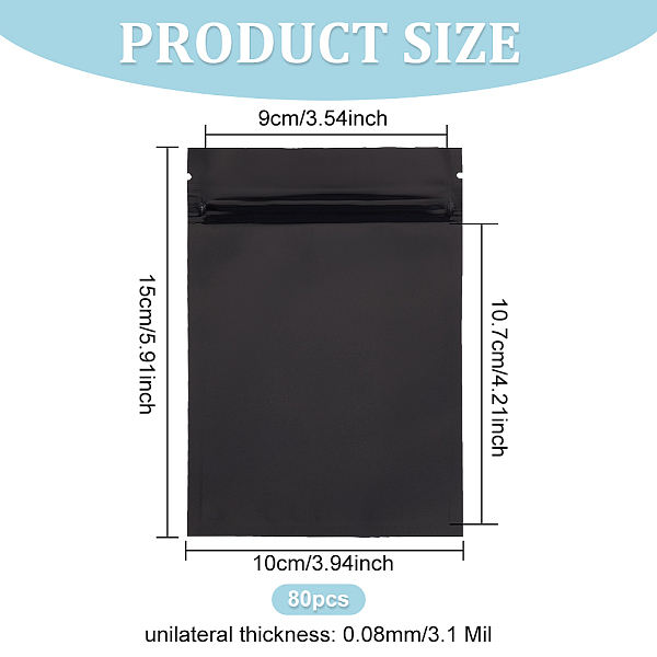 PandaHall Aluminum Foil Zip Lock Plastic Bags, Resealable Bags, Black, 15x10cm, Inner Diameter: 10.7x9cm, Unilateral Thickness: 3.1 Mil...
PandaHall Aluminum Foil Zip Lock Plastic Bags, Resealable Bags, Black, 15x10cm, Inner Diameter: 10.7x9cm, Unilateral Thickness: 3.1 Mil...