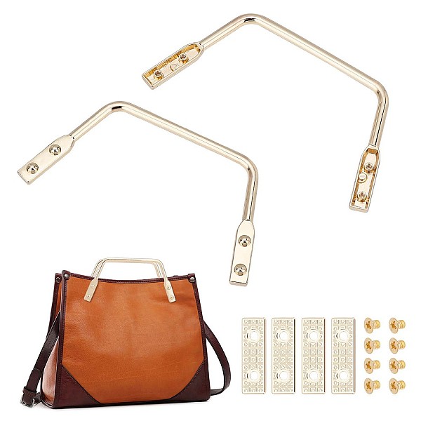 PandaHall Zinc Alloy Trapezoid Bag Handle, with Suspension Clasp & 4Pcs Screws, Bag Making Accessories, Light Gold, 6x13.4x0.55cm, Hole...
PandaHall Zinc Alloy Trapezoid Bag Handle, with Suspension Clasp & 4Pcs Screws, Bag Making Accessories, Light Gold, 6x13.4x0.55cm, Hole...