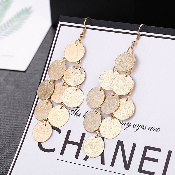 PandaHall Fashionable Alloy Tassel Earrings, Disc Dangle Earrings for Women, Golden Alloy
PandaHall Fashionable Alloy Tassel Earrings, Disc Dangle Earrings for Women, Golden Alloy