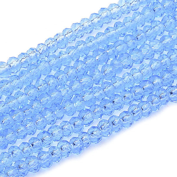 PandaHall Transparent Glass Beads Strands, Faceted, Rondelle, Cornflower Blue, 2.5~3.1x1.5~2.2mm, Hole: 0.5mm, about 150~155pcs/strand...
PandaHall Transparent Glass Beads Strands, Faceted, Rondelle, Cornflower Blue, 2.5~3.1x1.5~2.2mm, Hole: 0.5mm, about 150~155pcs/strand...