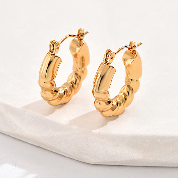 PandaHall 304 Stainless Steel Hoop Earrings, Twist, Real 18K Gold Plated, 20x20mm 304 Stainless Steel
PandaHall 304 Stainless Steel Hoop Earrings, Twist, Real 18K Gold Plated, 20x20mm 304 Stainless Steel