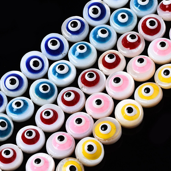 PandaHall Natural Freshwater Shell Beads Strands, with Enamel, Flat Round with Evil Eye, Mixed Color, 6x3~4mm, Hole: 0.8mm, about..., Multicolor
PandaHall Natural Freshwater Shell Beads Strands, with Enamel, Flat Round with Evil Eye, Mixed Color, 6x3~4mm, Hole: 0.8mm, about..., Multicolor