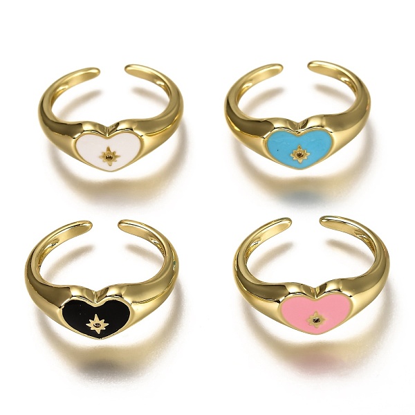 PandaHall Brass Micro Pave Clear Cubic Zirconia Cuff Rings, Open Rings, with Enamel, Heart with Star, Real 18K Gold Plated, Long-Lasting..., Multicolor
PandaHall Brass Micro Pave Clear Cubic Zirconia Cuff Rings, Open Rings, with Enamel, Heart with Star, Real 18K Gold Plated, Long-Lasting..., Multicolor