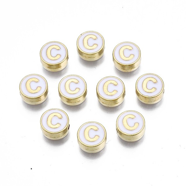 PandaHall Alloy Enamel Beads, Cadmium Free & Lead Free, Light Gold, Flat Round with Alphabet, White, Letter.C, 8x4mm, Hole: 1.5mm...
PandaHall Alloy Enamel Beads, Cadmium Free & Lead Free, Light Gold, Flat Round with Alphabet, White, Letter.C, 8x4mm, Hole: 1.5mm...